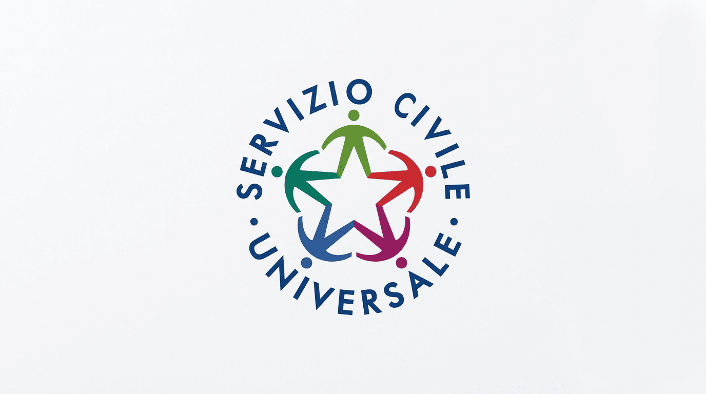 Logo ufficiale del Servizio Civile Universale: un cerchio di figure umane stilizzate colorate che formano una stella al centro.