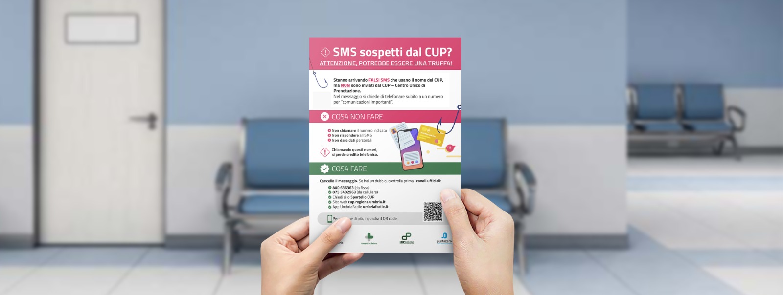 img title Volantino informativo su come proteggersi dai falsi SMS e tentativi di truffa inviati a nome del CUP.